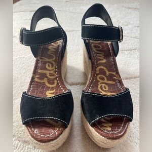 Sam Edelman Dimitri Black Suede Espadrille Wedge Sandals